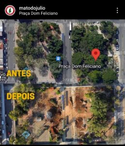 Antes e depois das praças Dom Feliciano e da Bíblia